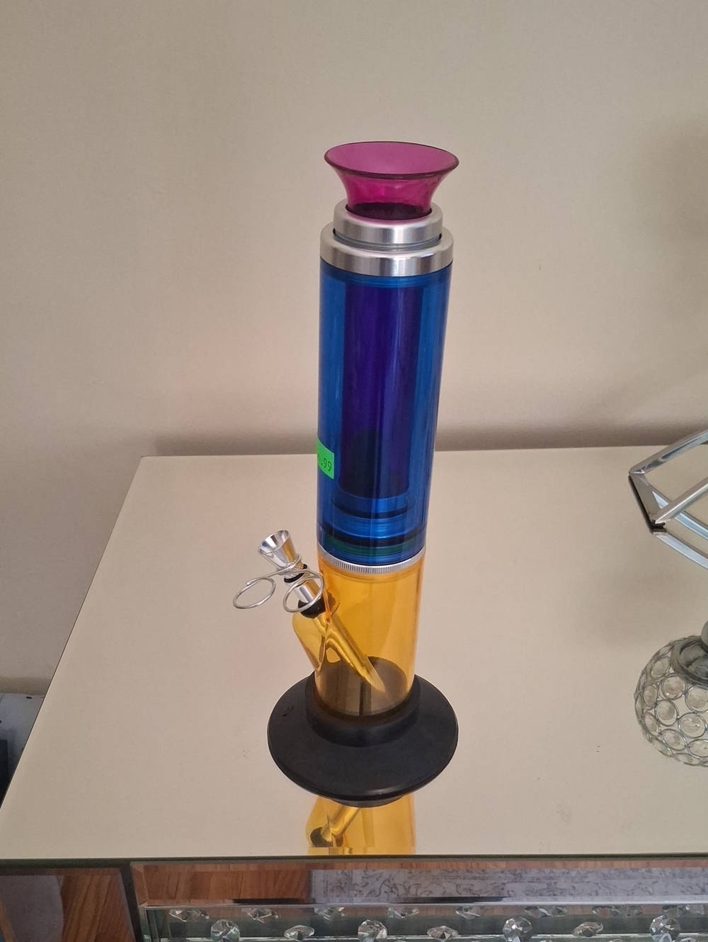 Multicolor Glass Decorative Vase - Blue, Amber & Pink